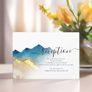 Watercolor Blue Golden Mountains Recepción de boda