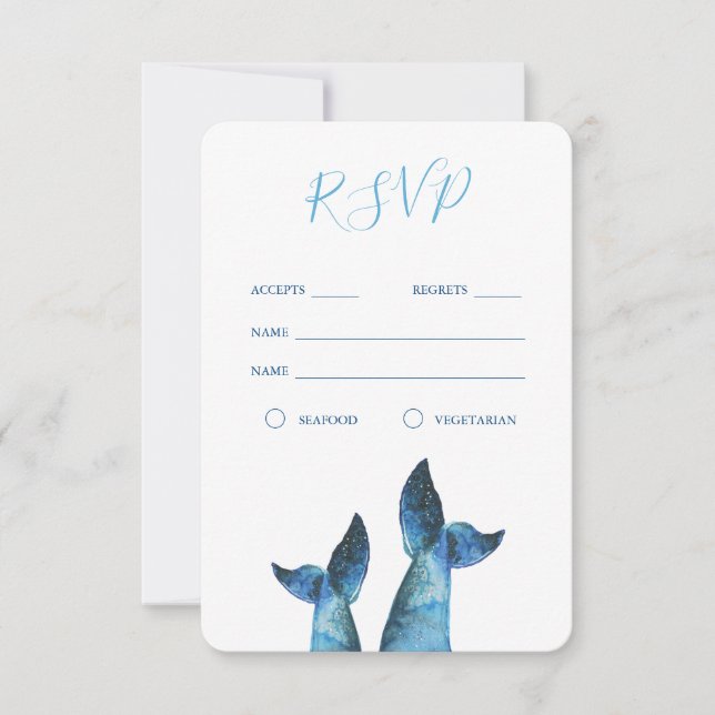 Watercolor Blue Whale Wedding RSVP (Anverso)
