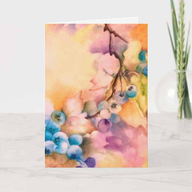 Watercolor Blueberry Greeting Card  Any Occasion (Anverso)