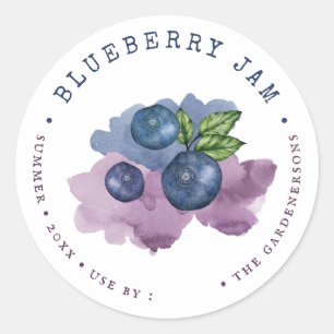 Watercolor Blueberry Jam Classic Round Pegatina