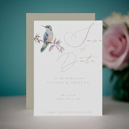 Watercolor Boda de Hummingbird Guardar la tarjeta 