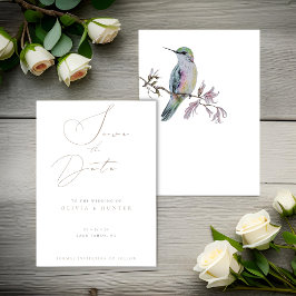 Watercolor Boda de Hummingbird Guardar la tarjeta 