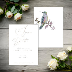 Watercolor Boda de Hummingbird Guardar la tarjeta