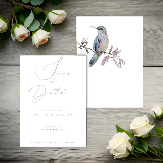 Watercolor Boda de Hummingbird Guardar la tarjeta  (Subido por el creador)