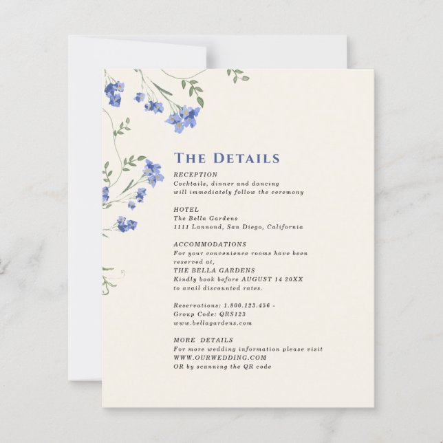 Watercolor Boda Flor silvestre Tarjetas de cierre  (Anverso)