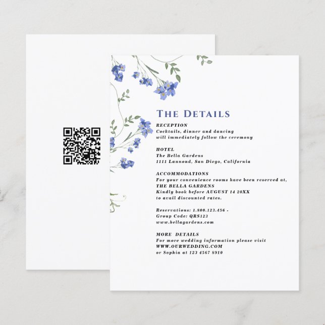 Watercolor Boda Flor silvestre Tarjetas de cierre  (Anverso / Reverso)