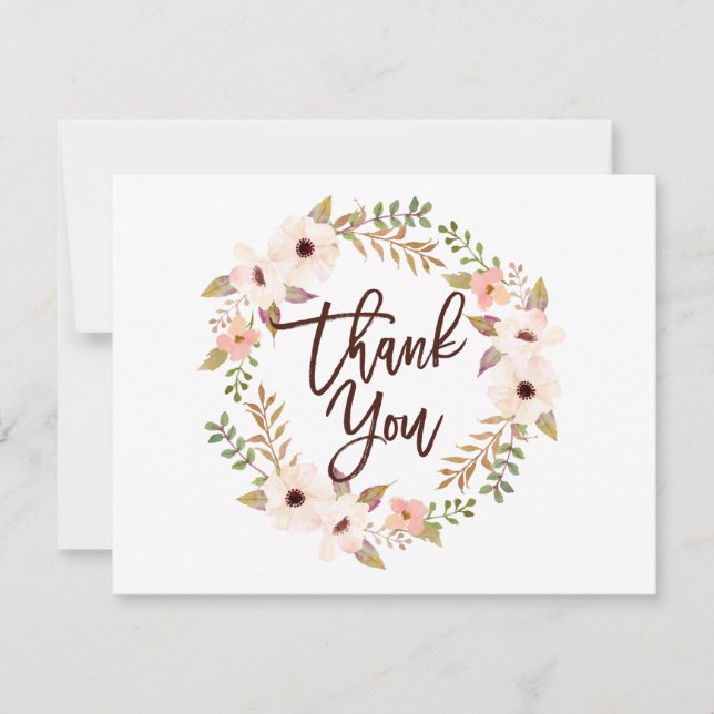 Watercolor Bohemian Floral Wreath Tarjeta (Anverso)