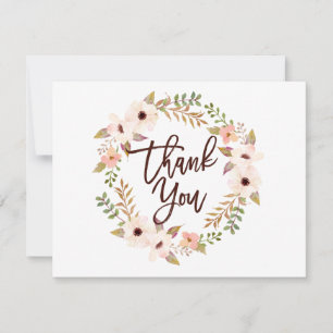 Watercolor Bohemian Floral Wreath Tarjeta