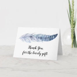 Watercolor Boho Blue Feather - Tarjeta de agradeci