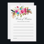 Watercolor Boho Moda Boda Floral Consejo de Novias<br><div class="desc">Moda Boho bouquets florales de color rosa y azul acuático Bridal Shower consejo para la carta de la futura novia con elegante tipografía Wedding.</div>