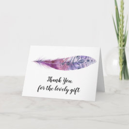 Watercolor Boho Purple Feather - Tarjeta de agrade