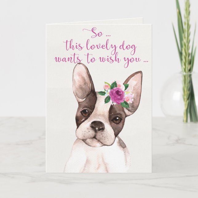 Watercolor Boston Terrier Dog Tarjeta de cumpleaño (Anverso)