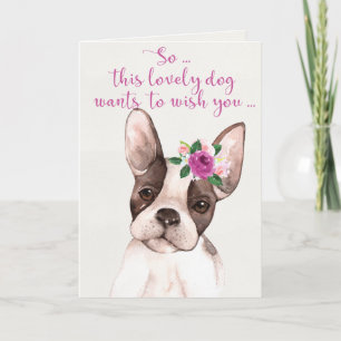 Watercolor Boston Terrier Dog Tarjeta de cumpleaño
