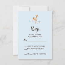 Watercolor Boy Deer con Mushrooms RSVP Card