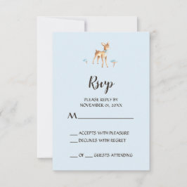 Watercolor Boy Deer con Mushrooms RSVP Card