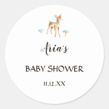 Watercolor Boy Deer White Shower Sello para sobres