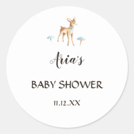 Watercolor Boy Deer White Shower Sello para sobres
