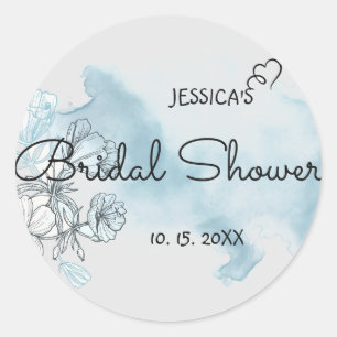 Watercolor Bridal Shower Classic Round Pegatina