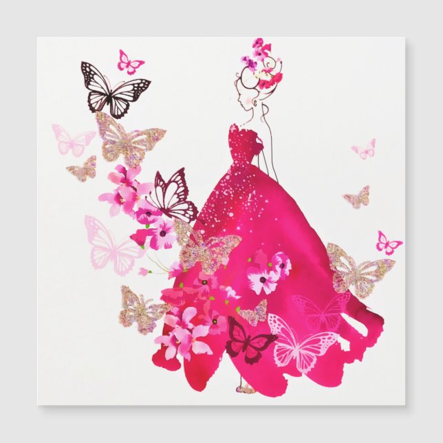 Watercolor Bride Floral Butterfly Gold Purpurina (Anverso)