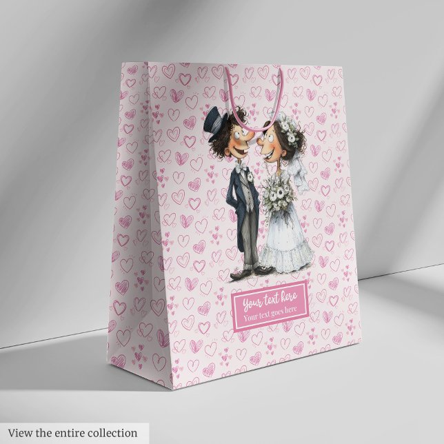 Watercolor Bride Groom Regalo Bolsa Humor Boda (Watercolor Bride Groom Gift Bag Wedding Humor)