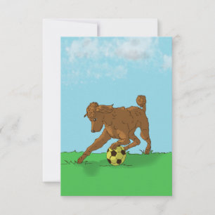 Watercolor Brown Poodle con Tarjeta de Nota para B
