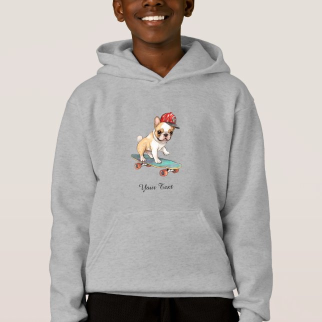 Watercolor Bulldog francés Niños Pullover Hoodie (Anverso)