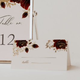 Watercolor Burgundy Gold Tarjeta de número de tabl