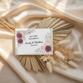 Watercolor Burgundy Rosa Boda Gracias Tarjeta