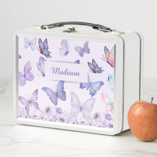 Watercolor Butterflies Wildflowers Garden Lilac