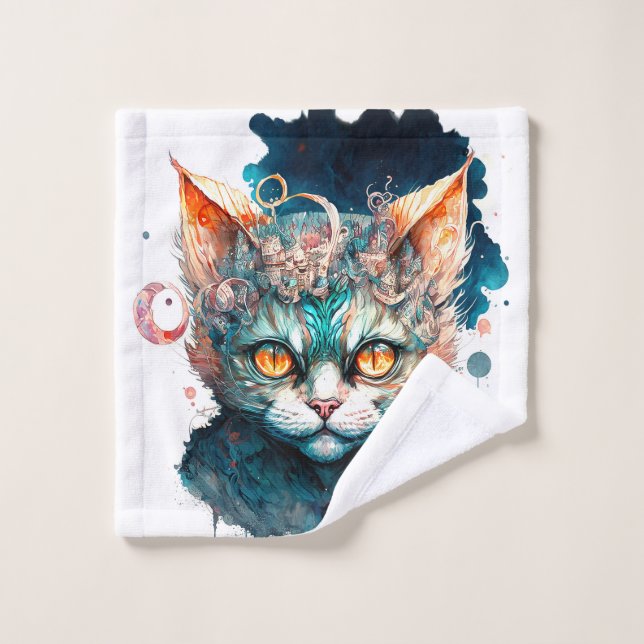 Watercolor cat en estilo steampunk (Toallita)