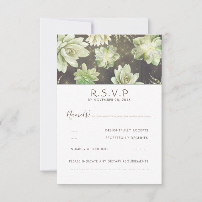 Watercolor Celadon Succulent Wedding RSVP (Anverso)