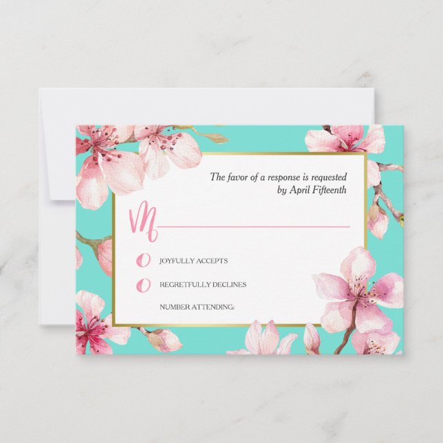 Watercolor Cerezo Blossom Wedding RSVP (Anverso)