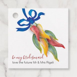 Watercolor Chili Peppers Bridesmaid Gift Etiqueta