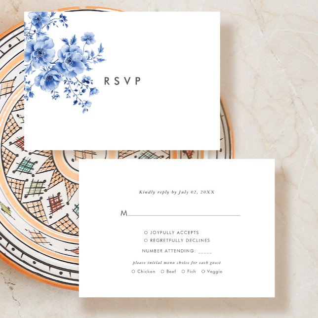 Watercolor Chinoiserie Floral RSVP Response Card (Subido por el creador)