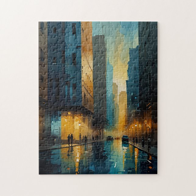 Watercolor Cityscape Rompecabezas Abstrato Jigsaw  (Vertical)