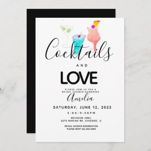 Watercolor Cocktails Art Bridal Shower Invitación