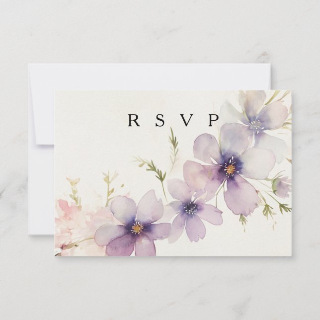 Watercolor cosmos floral RSVP opciones de comida (Reverso)