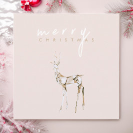 Watercolor Crystal Reindeer Feliz Navidad Rosa