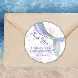 Watercolor Cute Sirmaid Tail Gracias Pegatinas