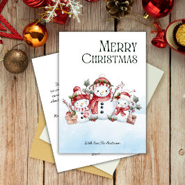 Watercolor Cute Snowman Family Feliz Navidad