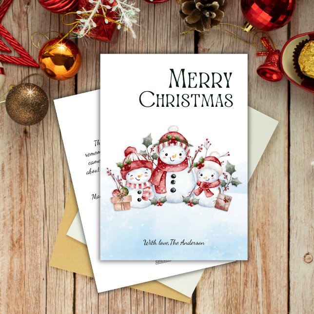 Watercolor Cute Snowman Family Feliz Navidad (Subido por el creador)