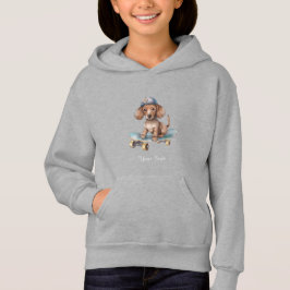 Watercolor Dachshund Niños Pullover Hoodie
