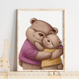 Watercolor Daddy Bear Hug   Impresión de la pared 