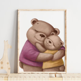 Watercolor Daddy Bear Hug | Impresión de la pared