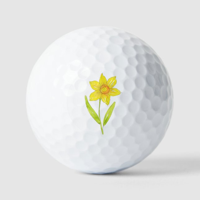 Watercolor Daffodil 2 bolas de golf (Anverso)