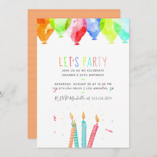Watercolor de moda Cualquier invitación de fiesta 