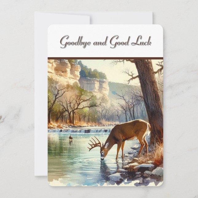 Watercolor Deer Médico Adiós Tarjeta de agradecimi (Anverso)