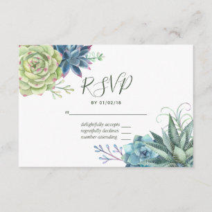 Watercolor Deert Cactus Succulents Wedding RSVP