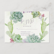 Watercolor Deert Cactus Succulents Wedding RSVP