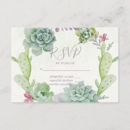 Watercolor Deert Cactus Succulents Wedding RSVP